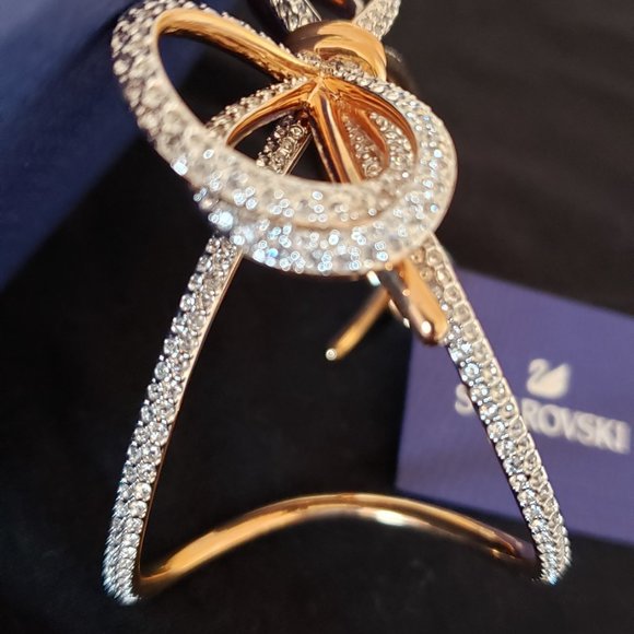 Swarovski -  Bow Cuff Bracelets with Swarovski Crystals / Rose Gold Plated - Picture 6 of 8